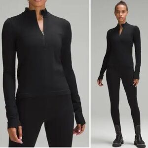 lululemon athletica Merino Wool Black Long Sleeve Base layer top size 8